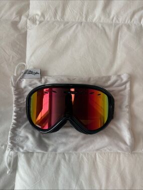 Smith Optics Black Frame Ski Goggles with Red-Orange Mirrored Lens